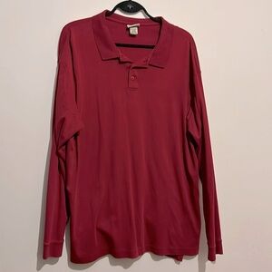 Vintage L.L. Bean Polo Shirt Men Sz XL Tall Red Pima Cotton Long Sleeve